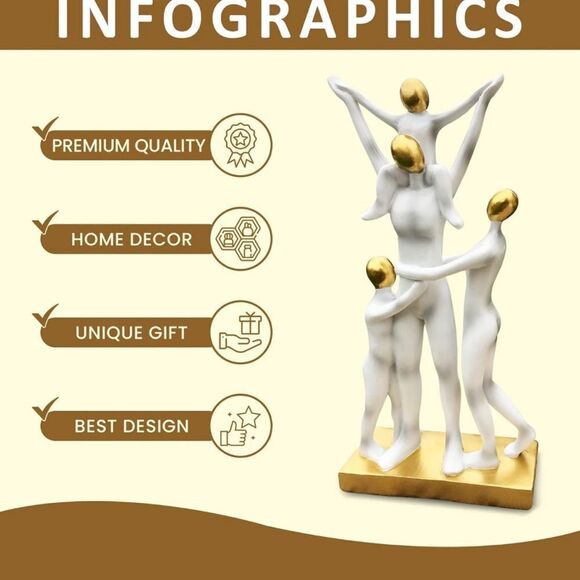 Abstract Family of Four Statue Unique Room or Shelf Home Decor NWOT - Picture 9 of 9